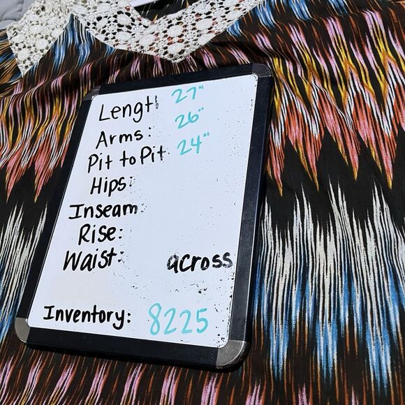 New Direction Multicolor Striped Crochet Neck Sleeves Boho Hippie Top Womens 1X - Picture 9 of 9